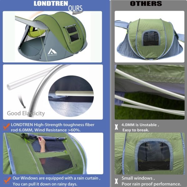 4 Person Easy Waterproof Pop Up Tent -Instant Family Tents - Image 5