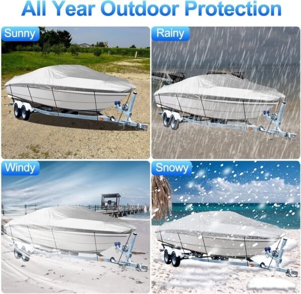 SPORTYOUTH Heavy-Duty Boat Cover 17-19ft – Waterproof 210D - Image 3